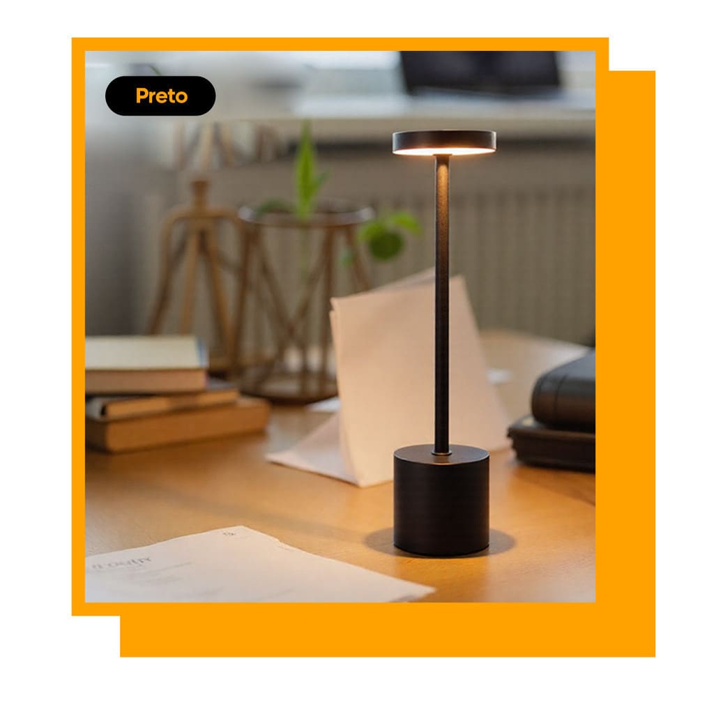 Luminária De Mesa Sem Fio Touch Led Recarregável